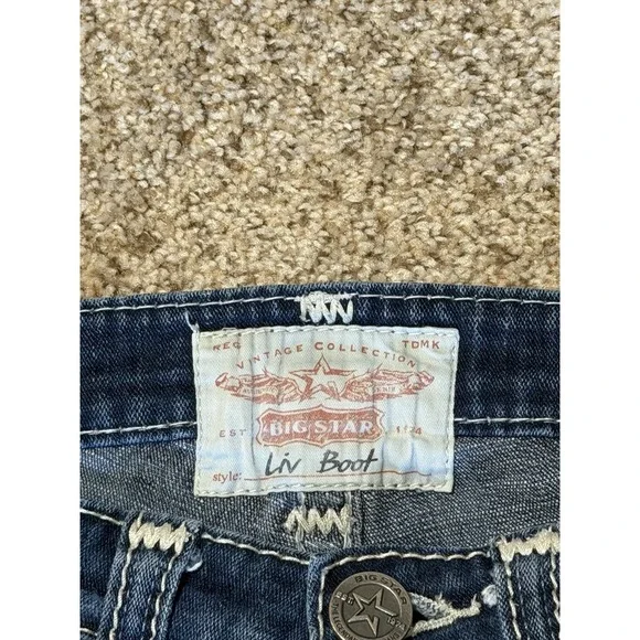 Vintage Big Star Jeans Womens 26R Blue Liv Boot Western USA Riding - Picture 4 of 13